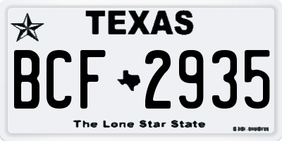 TX license plate BCF2935