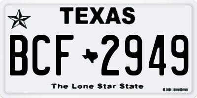 TX license plate BCF2949