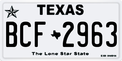 TX license plate BCF2963