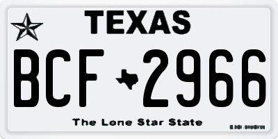 TX license plate BCF2966