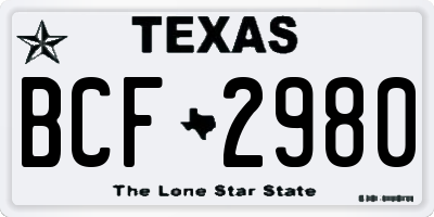 TX license plate BCF2980