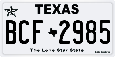 TX license plate BCF2985