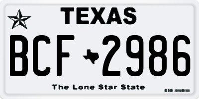 TX license plate BCF2986
