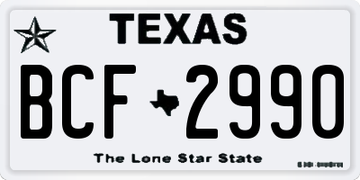 TX license plate BCF2990