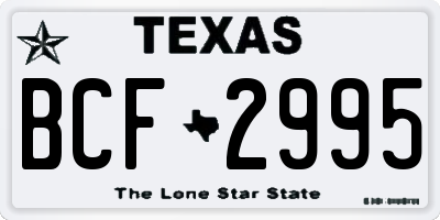 TX license plate BCF2995