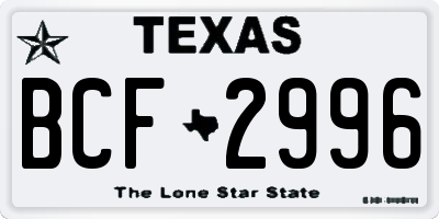 TX license plate BCF2996
