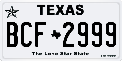 TX license plate BCF2999
