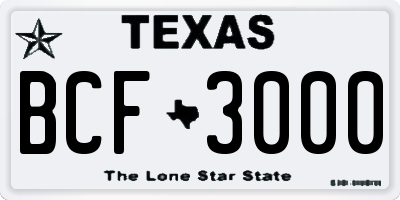 TX license plate BCF3000