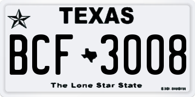 TX license plate BCF3008