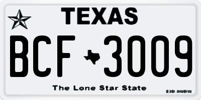 TX license plate BCF3009