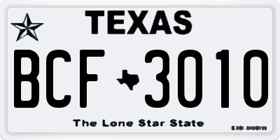 TX license plate BCF3010