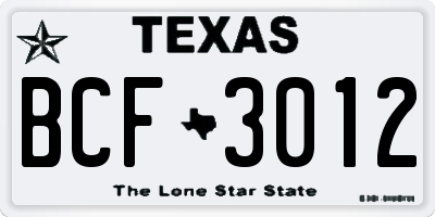 TX license plate BCF3012