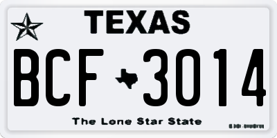 TX license plate BCF3014
