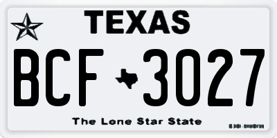TX license plate BCF3027