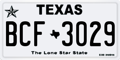 TX license plate BCF3029