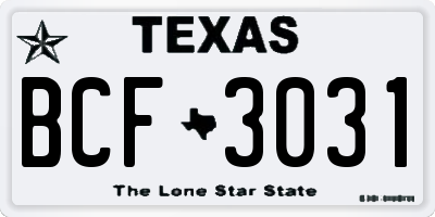 TX license plate BCF3031