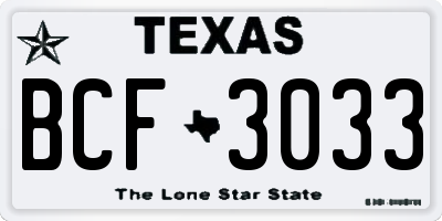 TX license plate BCF3033