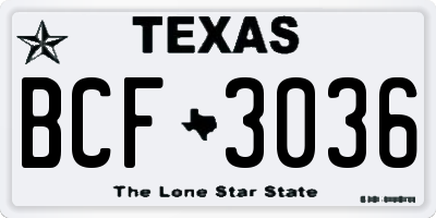 TX license plate BCF3036