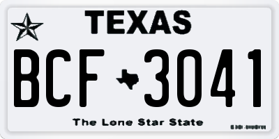 TX license plate BCF3041