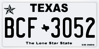 TX license plate BCF3052