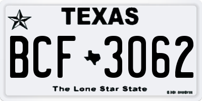 TX license plate BCF3062