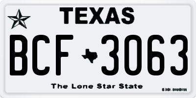 TX license plate BCF3063
