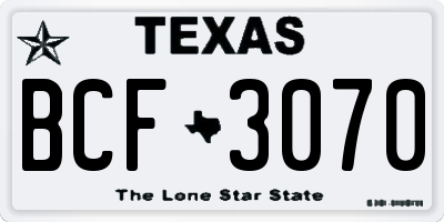 TX license plate BCF3070