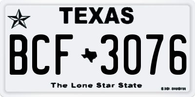 TX license plate BCF3076