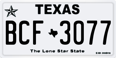 TX license plate BCF3077