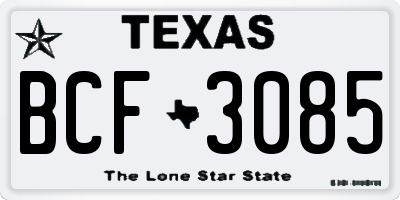 TX license plate BCF3085