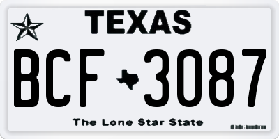 TX license plate BCF3087