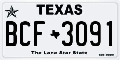 TX license plate BCF3091