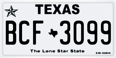 TX license plate BCF3099