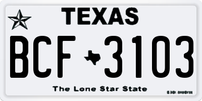 TX license plate BCF3103