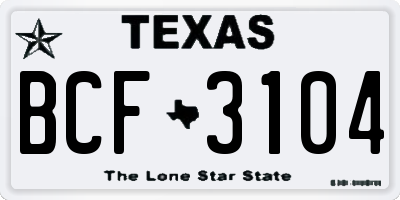 TX license plate BCF3104
