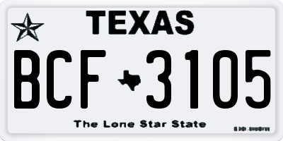 TX license plate BCF3105
