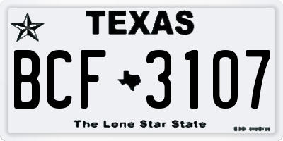 TX license plate BCF3107
