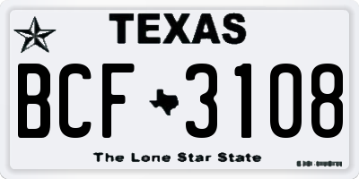 TX license plate BCF3108