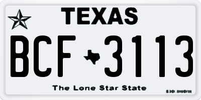 TX license plate BCF3113