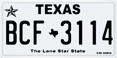 TX license plate BCF3114
