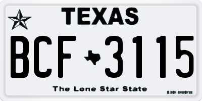 TX license plate BCF3115