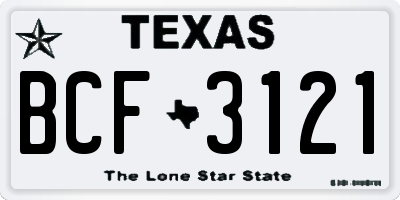 TX license plate BCF3121
