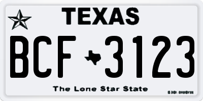 TX license plate BCF3123