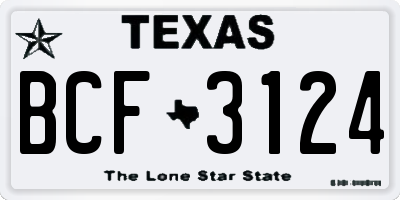TX license plate BCF3124
