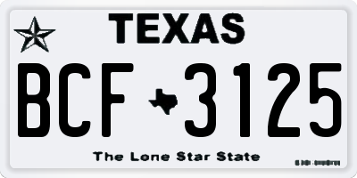 TX license plate BCF3125