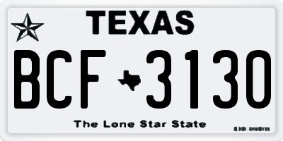 TX license plate BCF3130