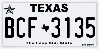 TX license plate BCF3135