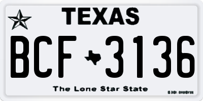 TX license plate BCF3136
