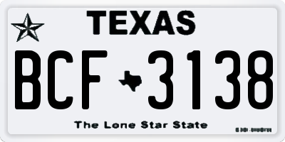 TX license plate BCF3138