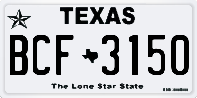 TX license plate BCF3150